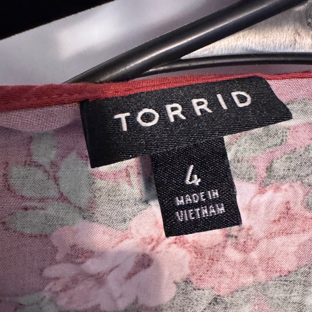 GUS Torrid 4 (24/26) Burnt Orange Floral Dress Buttons and Maxi Skirt Pockets - Picture 4 of 4